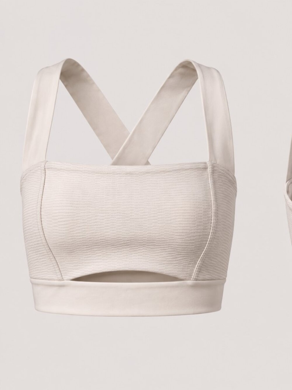 L*Space Active Mercer Ribbed Sports Bra Bikini Top Bone Small